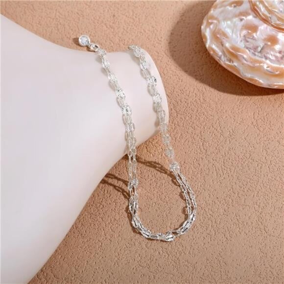 Sterling Silver Ankle Bracelets for Women: Dainty Layered Waterproof Anklet for - Picture 6 of 7